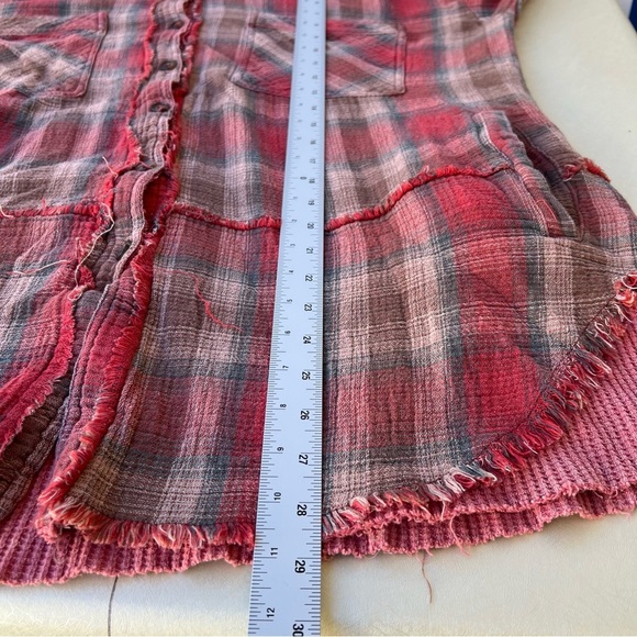 OLI & HALI plaid and waffle pink/rust color, size small, frayed seam Women’s M - Picture 5 of 10